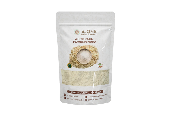White Musli Powder (India) – Herbal Energy Supplement | A One Pansar & Dry Fruits