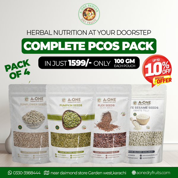 PCOS Seed Cycling Four Seeds Package (پی سی او ایس سیڈ سائیکلنگ پیکج)